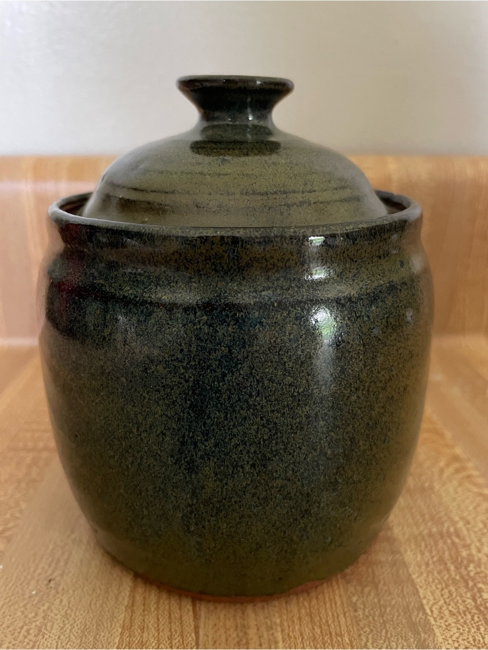 Ceramic Food Storage Jar with Lid - Green